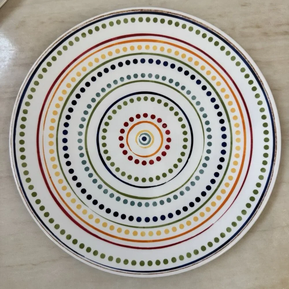 Set of 5 Pottery Barn Kids Cambria Salad / Luncheon Plates Melamine 9” Dotted